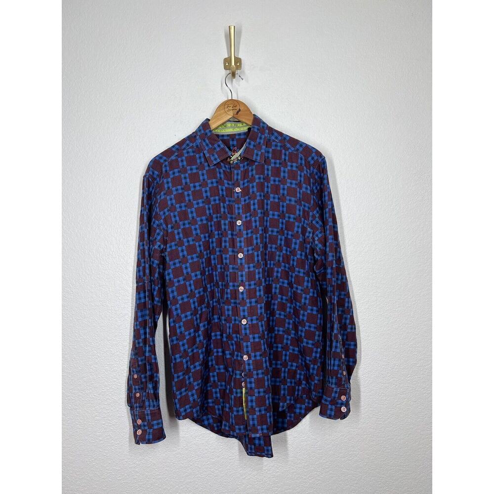 Robert Graham Mens X Collection Castello Casual Shirt Large Geometric Plaid